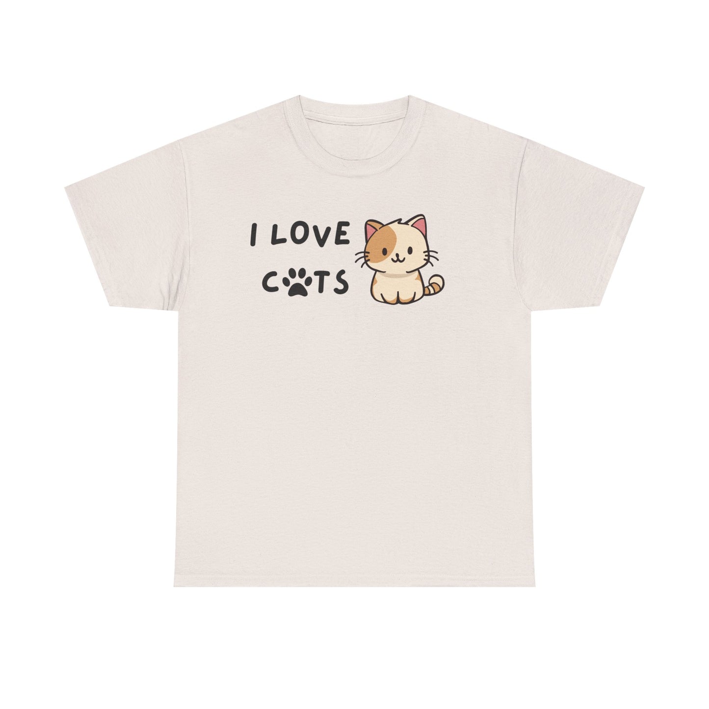 Cat Lover Unisex Heavy Cotton Tee, I Love Cats, Cute Cat Paw Shirt, Cat Mom Gift, Cat Dad Present, Animal Lover Top