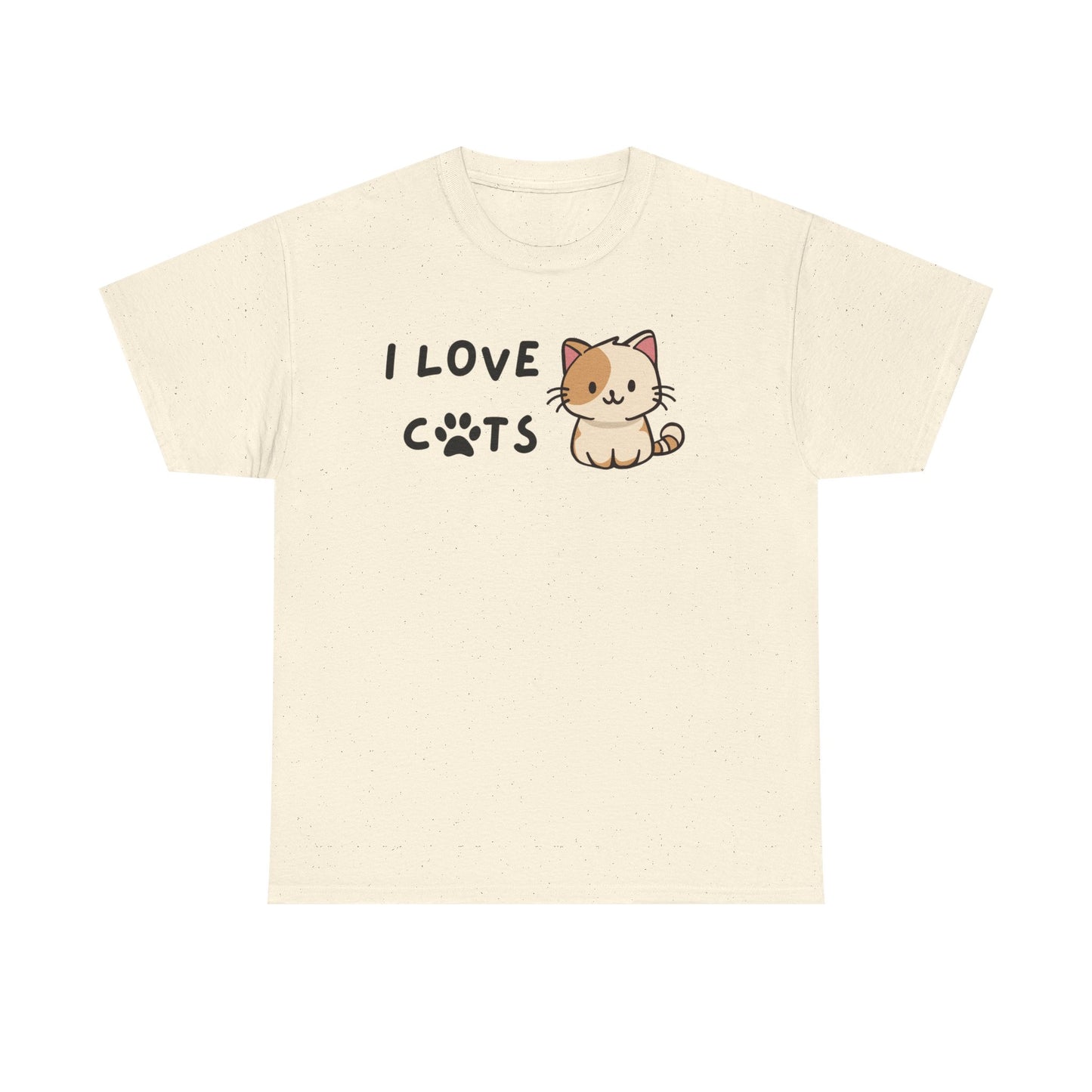 Cat Lover Unisex Heavy Cotton Tee, I Love Cats, Cute Cat Paw Shirt, Cat Mom Gift, Cat Dad Present, Animal Lover Top