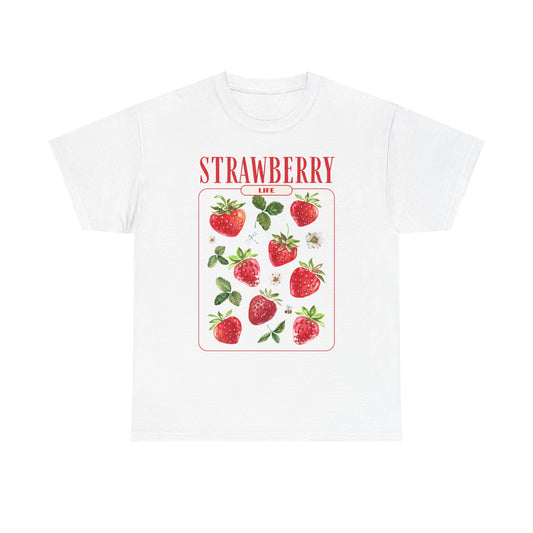 Strawberry Life Unisex Tee, Cute Fruit Print Shirt, Summer Berries Tshirt, Gift for Fruit Lovers, Red Berry Graphic Tee, Casual Top