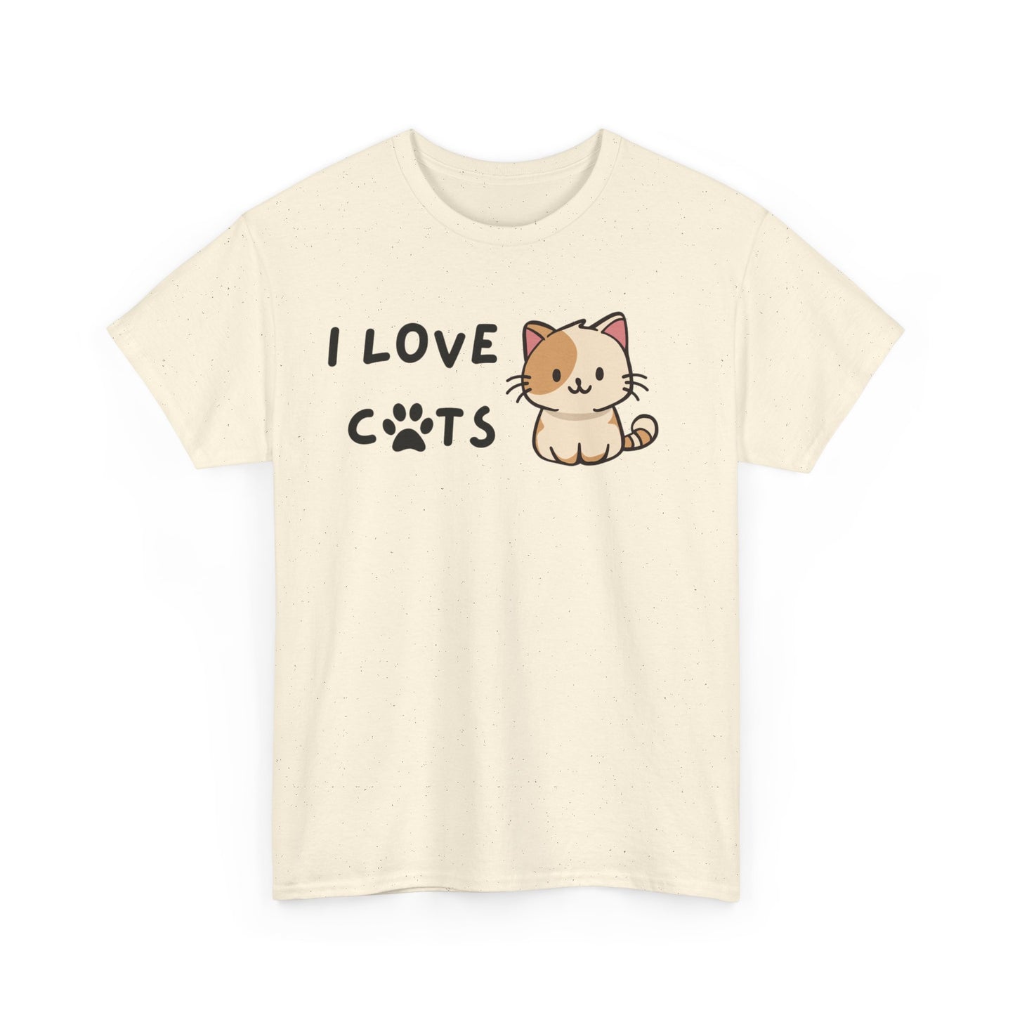 Cat Lover Unisex Heavy Cotton Tee, I Love Cats, Cute Cat Paw Shirt, Cat Mom Gift, Cat Dad Present, Animal Lover Top